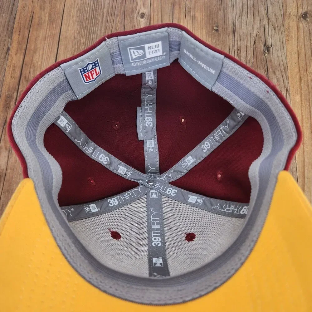 Washington Redskins New Era 39thirty Fitted S/M Hat Cap Burgundy Gold NFL Sports